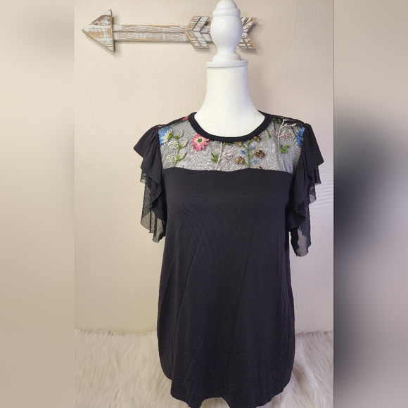 NWT Kim & Cami Ruffled Sleeve Top - Picture 4 of 6